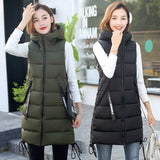 Brieuces  Autumn Winter Vest Women Waistcoat 2020 Female Sleeveless Vest Jacket Hooded Warm Long Vest Coat Colete Feminino