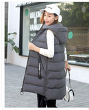 Brieuces  Autumn Winter Vest Women Waistcoat 2020 Female Sleeveless Vest Jacket Hooded Warm Long Vest Coat Colete Feminino