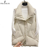 PinkyIsBlack Stand Collar Women Winter Vests 2020 New Short Vest Cotton Padded Jacket Sleeveless Female Winter Waistcoat Vest