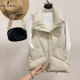 PinkyIsBlack Stand Collar Women Winter Vests 2020 New Short Vest Cotton Padded Jacket Sleeveless Female Winter Waistcoat Vest