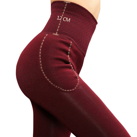 ZJX Winter Women Leggings Thick Winter Warm Pants High Waist Slimming Thicken High Elastic Women's Warm Velvet Leggings