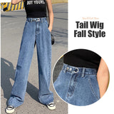 Women High Waist Jeans Baggy Pants Casual Butterfly Printed Wide Leg Trousers Denim Streetwear Ladies E-girl Pantalones Mujer