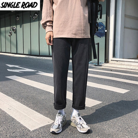 SingleRoad Mens Jeans Men 2020 Oversized Wide Leg Korean Style Denim Pants Japanese Streetwear Fashion Black Baggy Jeans For Men