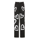 Women High Waist Jeans Baggy Pants Casual Butterfly Printed Wide Leg Trousers Denim Streetwear Ladies E-girl Pantalones Mujer