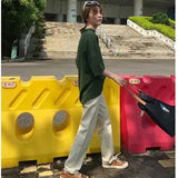 2021 New Smoke Grey  Bf Retro Casual High Waist Wide Legs Ins Straight Barrel Baggy Jeans Woman