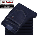 2020 Winter New Men's Warm Slim Fit Jeans Business Fashion Thicken Denim Trousers Fleece Stretch Brand Pants Black Blue