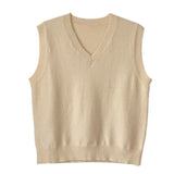 Women Vest Sweater 2021 Fashion Knitted Sweater Loose Vintage Female Waistcoat Chic Oversize Sweater Tops Women Clothes Outfit