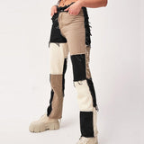 Patchwork jeans Straight Woman pants Baggy Vintage High Waist pants mom pants Denim Distressed Streetwear 2020 Female