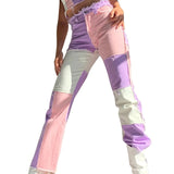 Patchwork jeans Straight Woman pants Baggy Vintage High Waist pants mom pants Denim Distressed Streetwear 2020 Female